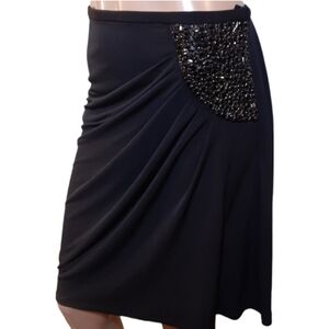 Vintage Y2K Caché Luxe Embellished Skirt Formal Black Rhinestone Womens Size 10